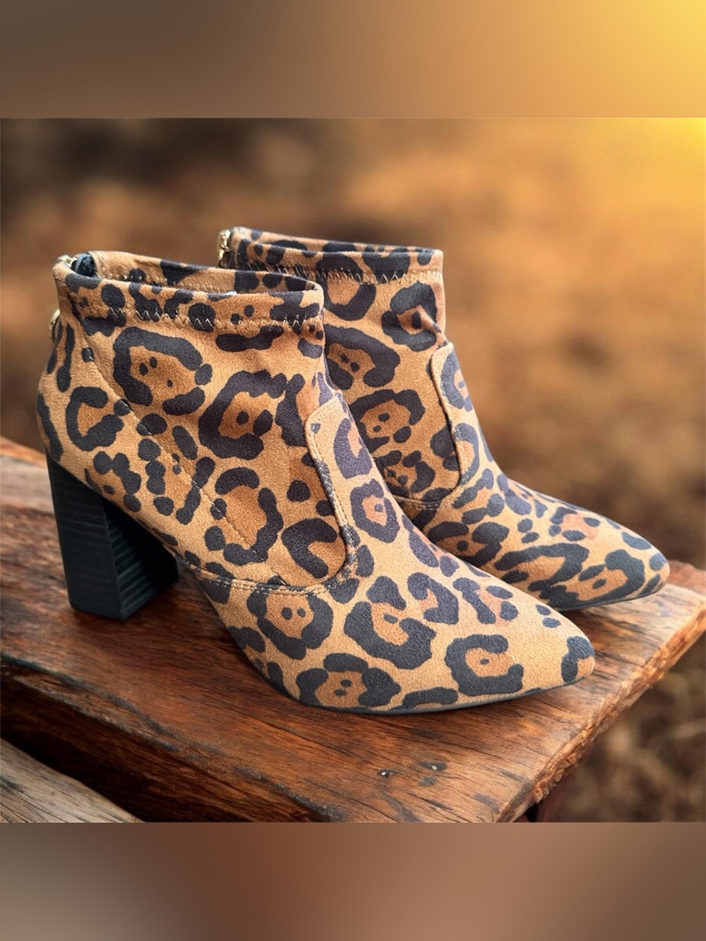 New Franco Sarto L-Kortney Camel Toned Leopard Print Bootie Sz 6